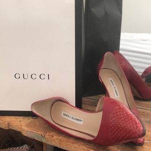 100% AUTHENTIC MANOLO BLAHNIK RED LEATHER HEELS